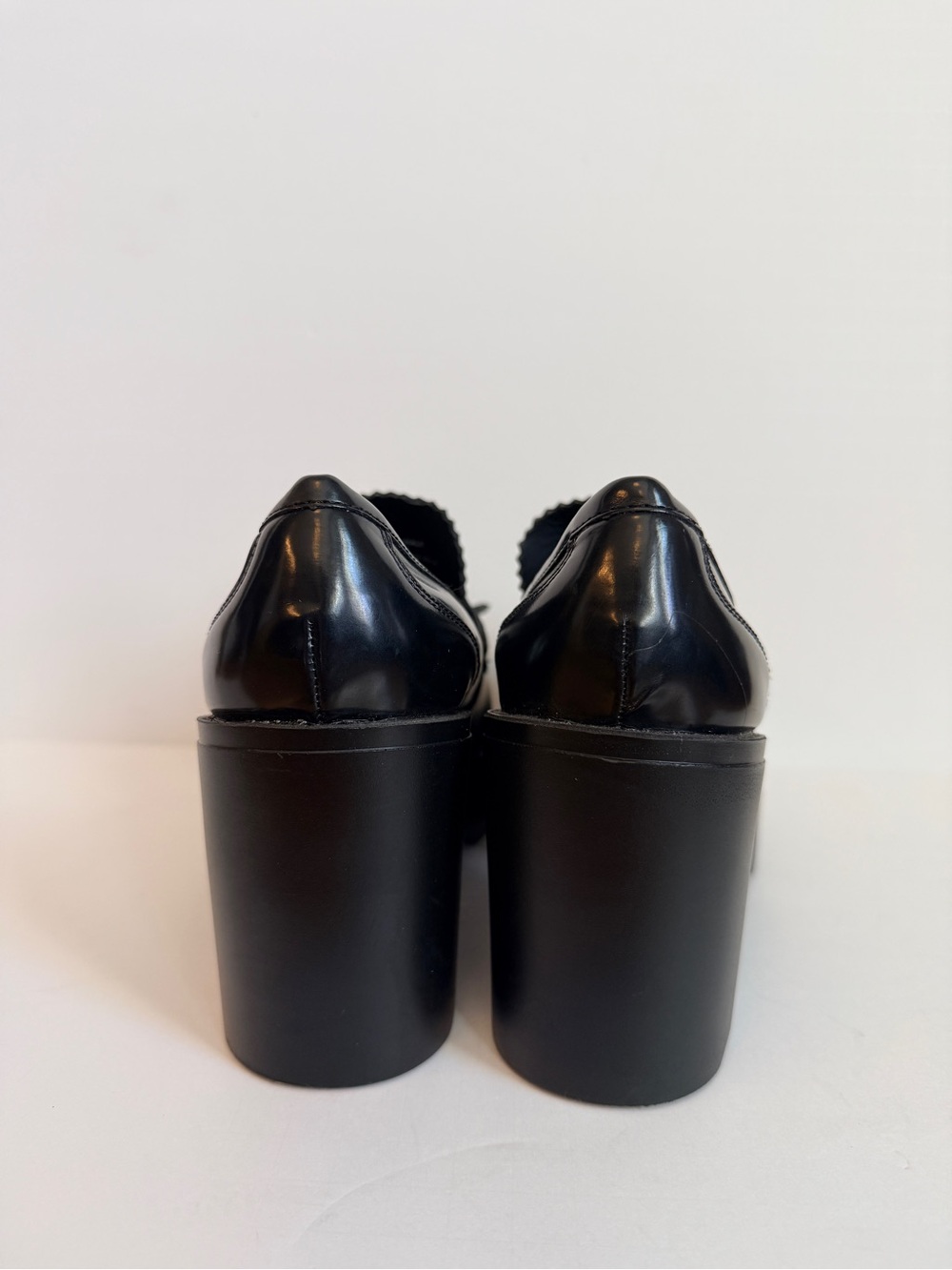 Mossimo Reagan Black Chunky Platform Tassel Loafers Block Heel Size 8.5 - Picture 5 of 6
